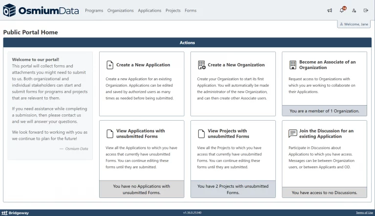 Homepage of the Bridgeway